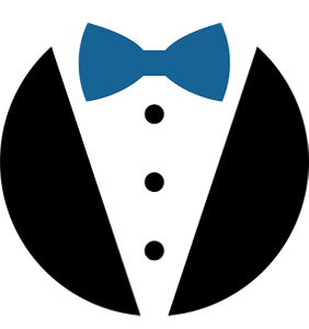The Brio Cleaners logo, a circular illustration of a suit and bowtie